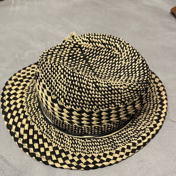 Kathy Jeanne Black and Tan Woven Hat - Picture 2 of 3